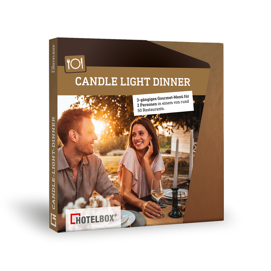 Candle Light Dinner Gutschein verschenken mit Geschenkbox — HOTELBOX